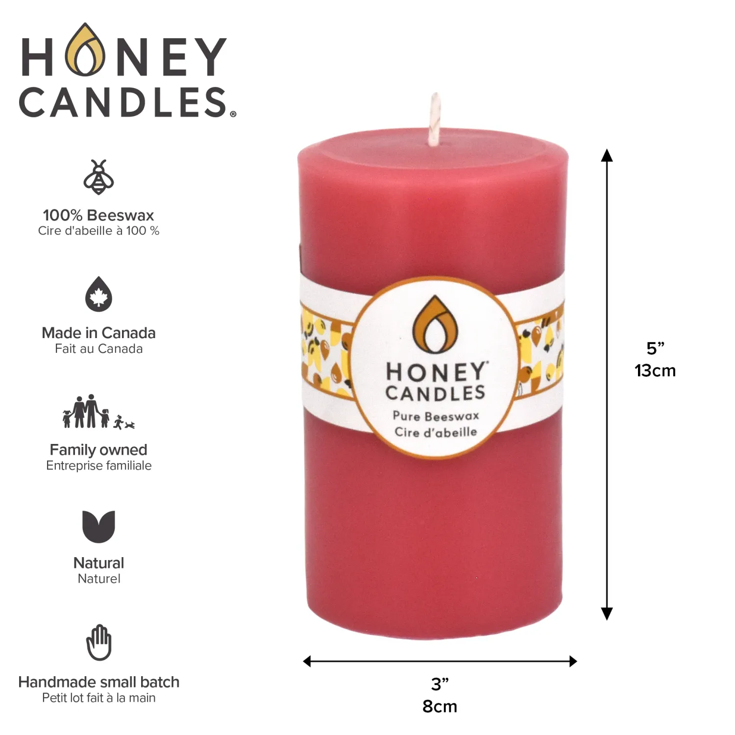5" Round Paris Pink Beeswax Pillar Candle