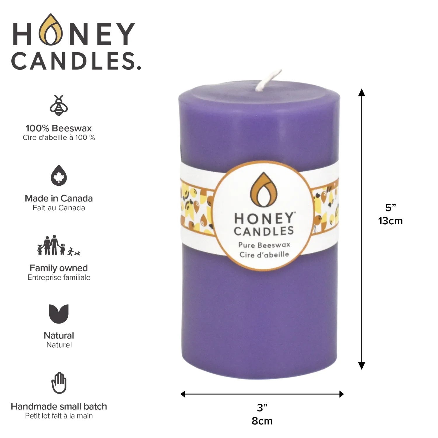 5" Round Spring Crocus Beeswax Pillar Candle
