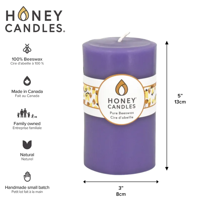 5" Round Spring Crocus Beeswax Pillar Candle