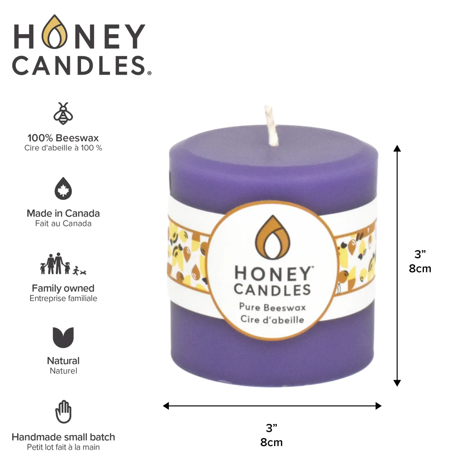 3" Round Spring Crocus Beeswax Pillar Candle