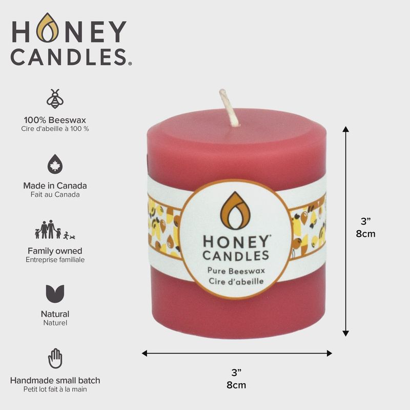 3" Round Paris Pink Beeswax Pillar Candle