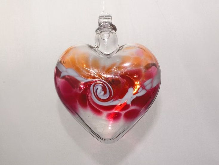 Spiral Heart Glass Ornament "Pink Gold"