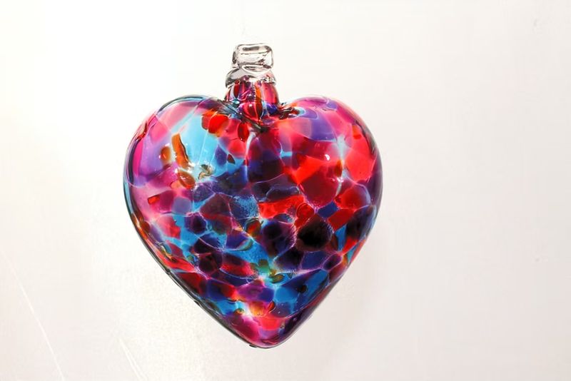 Multi Heart Glass Ornament "Royal Orchard"