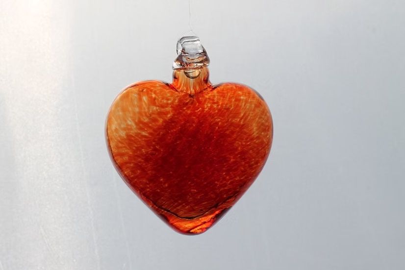 Optic  Heart Glass Ornament "Red"