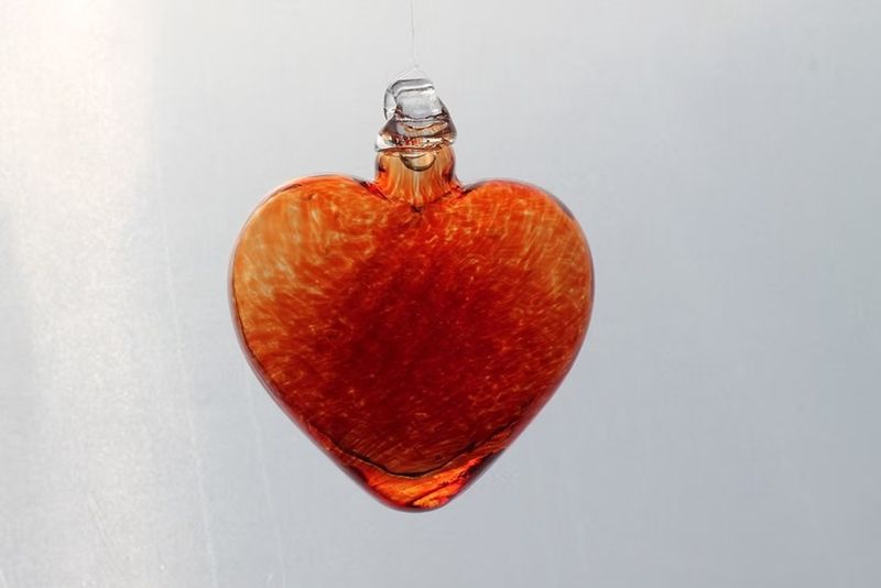 Optic  Heart Glass Ornament "Red"