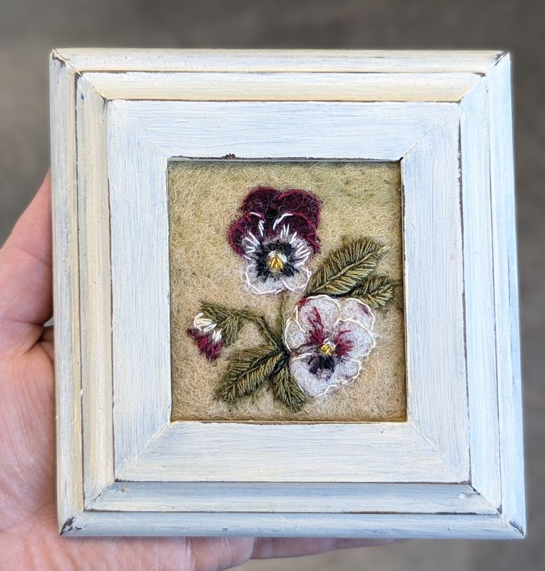 Felted Pansies 4.5" x 4 3/4" Frame