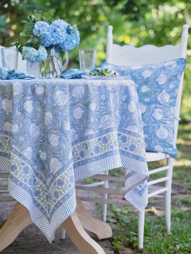 Pretty Pomegranate Tablecloth Blue 54x54