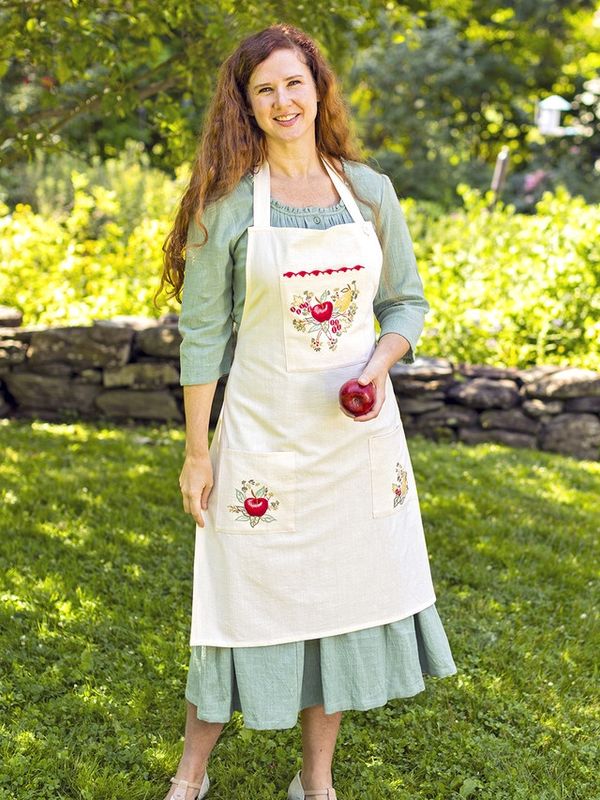 Delicious Embroidered Apron Ecru