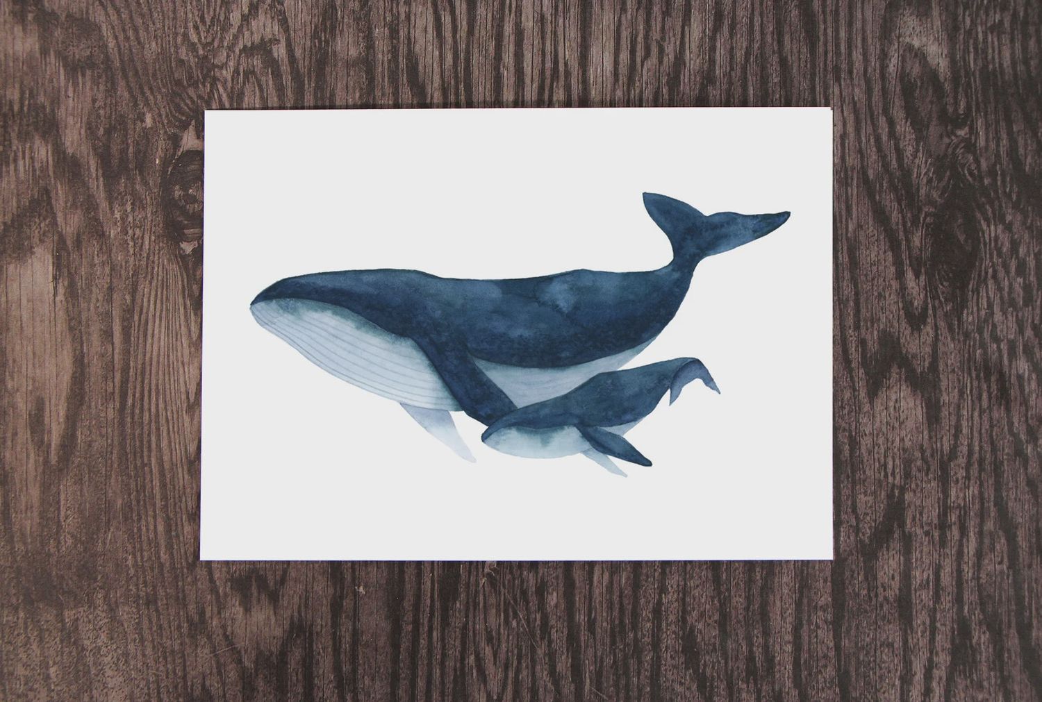 Whale and Child Watercolour Print 8 x 10