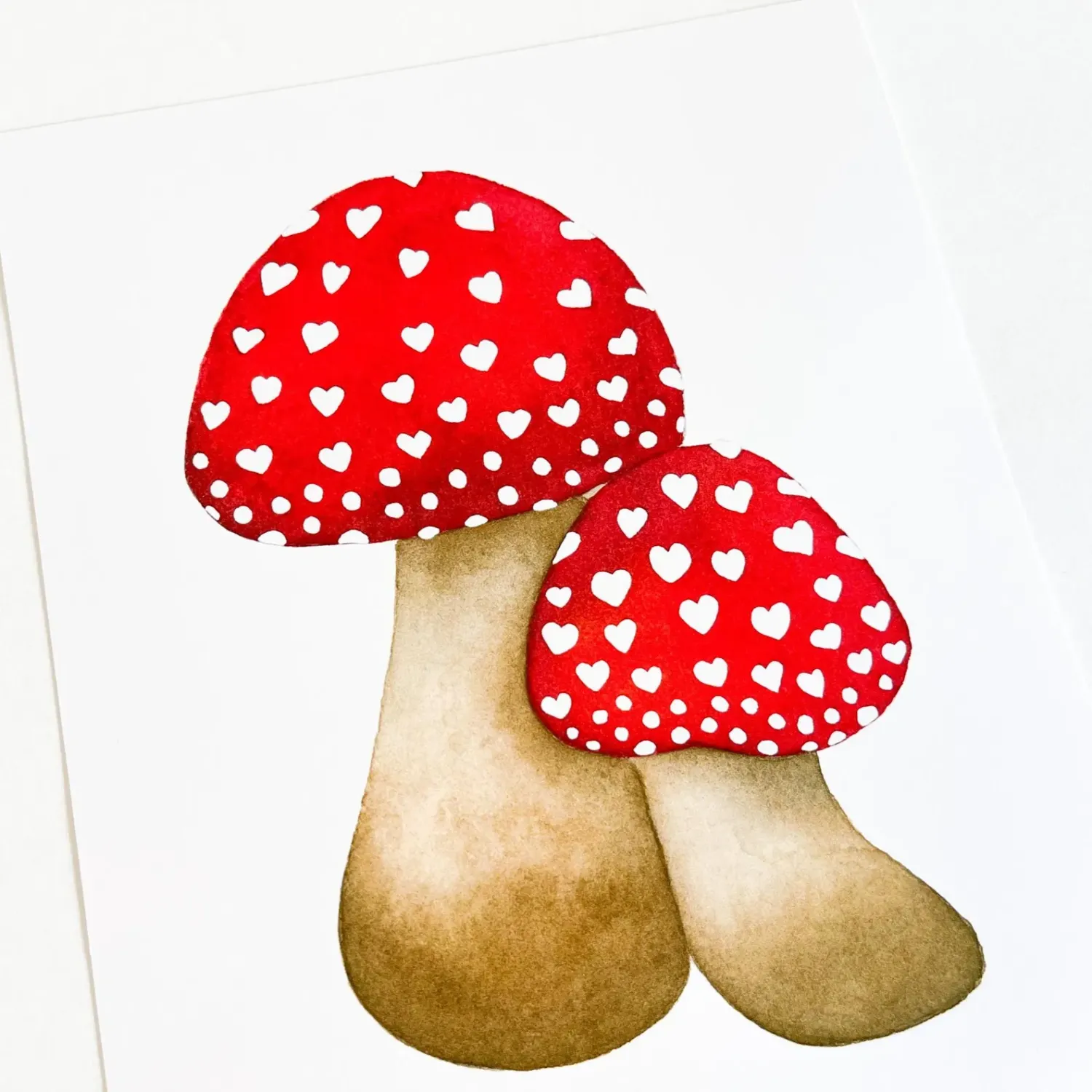 Mushroom Heart watercolour Print 8 x 10