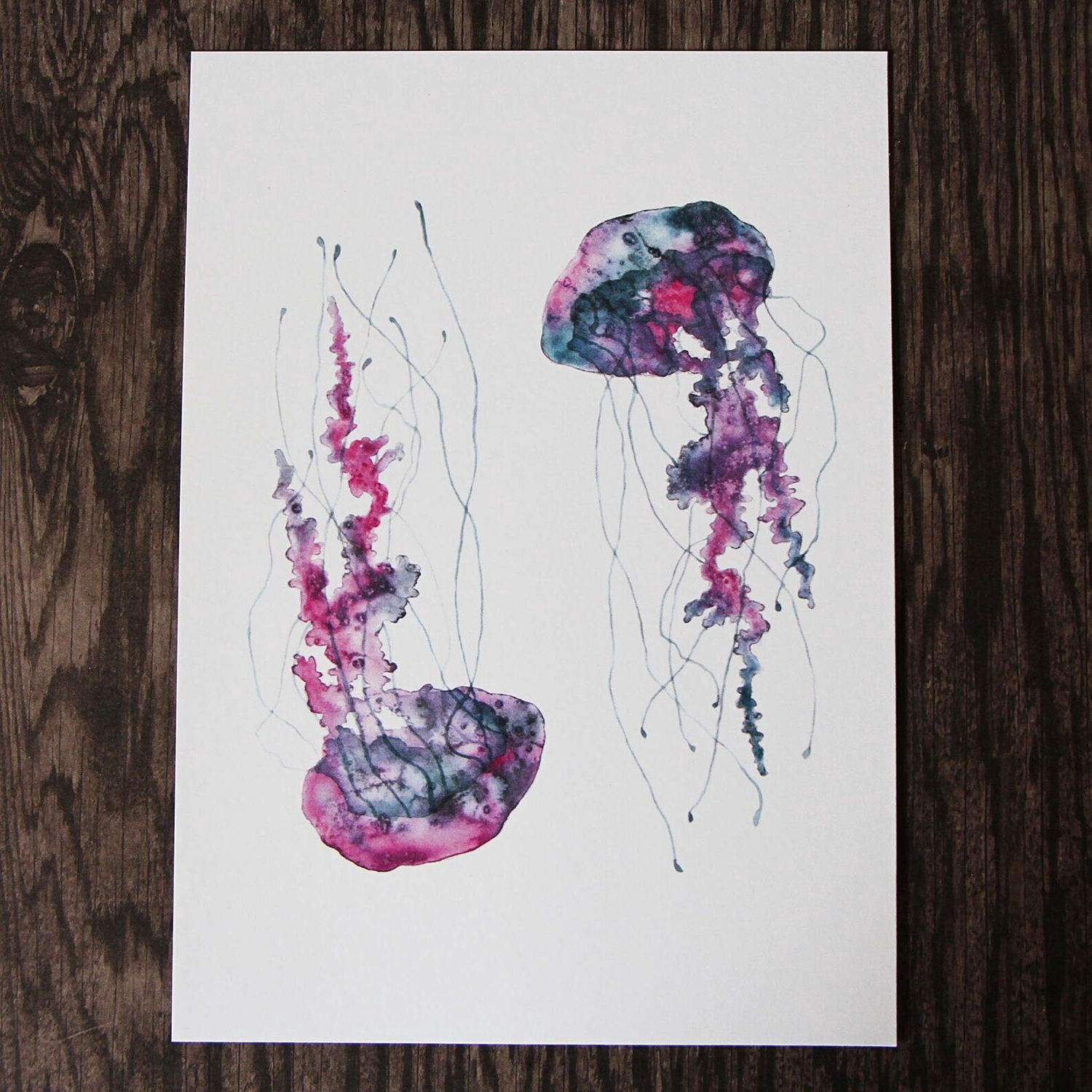 Purple Jellyfish Watercolour Print 8 x 10