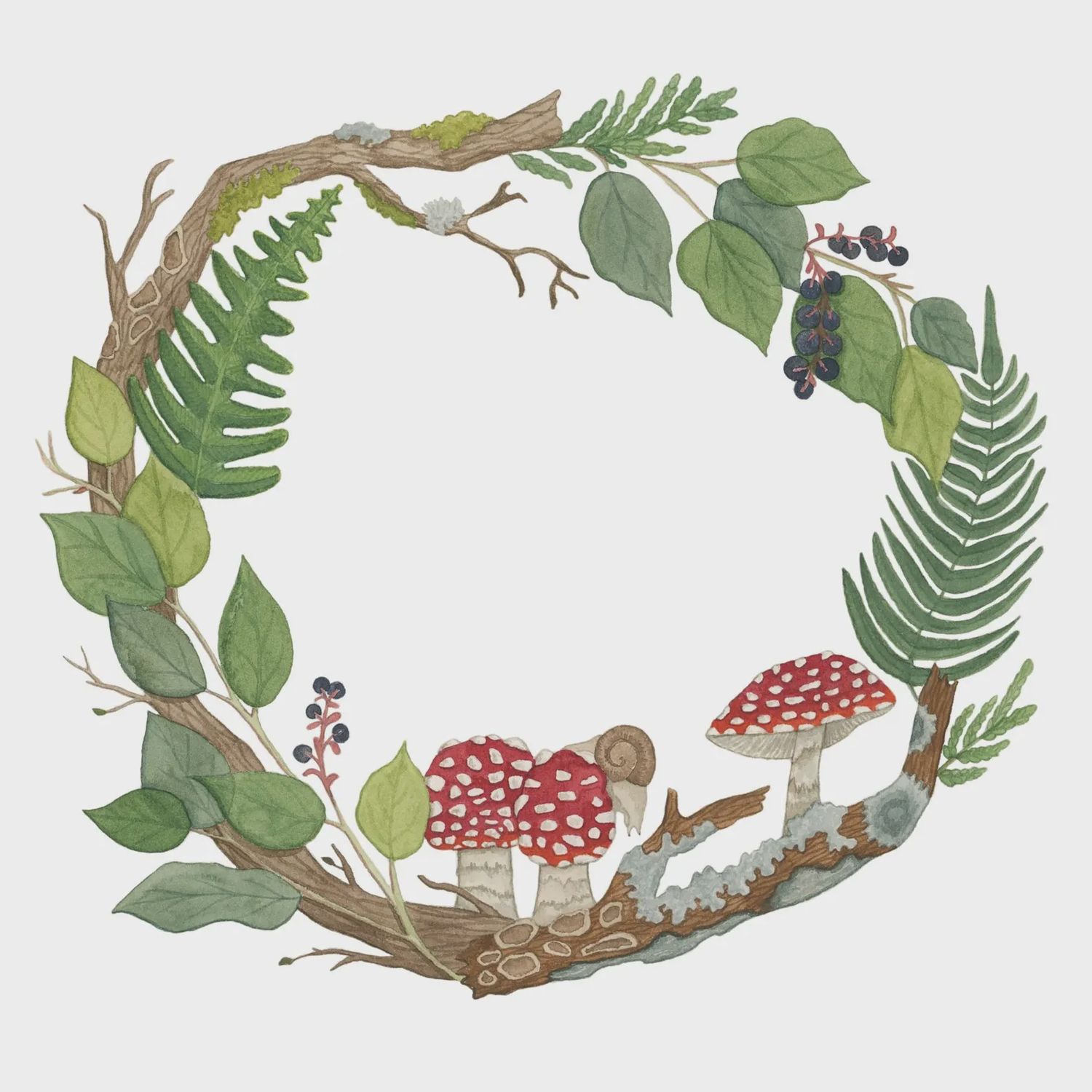 Forest Circle Watercolour Print 8 x 10