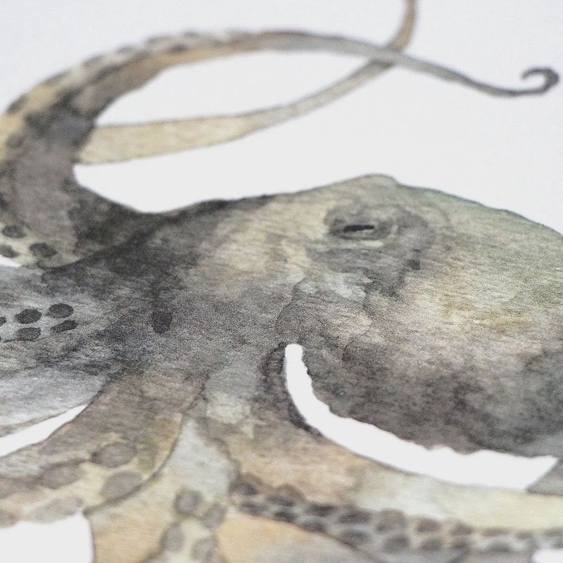 Green Octopus watercolour Print 5 x 7