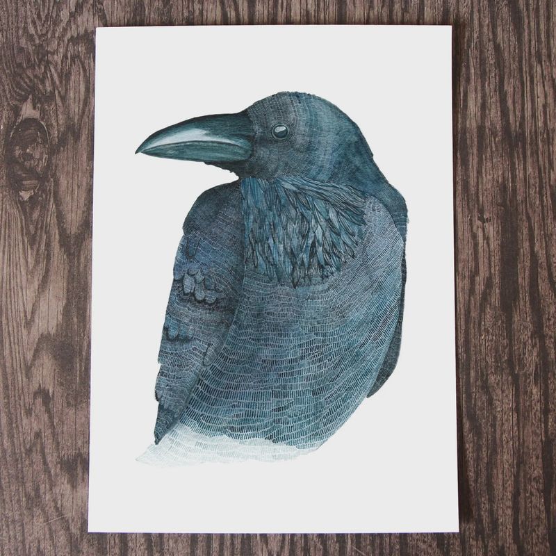 Raven Watercolour Print 5 x 7