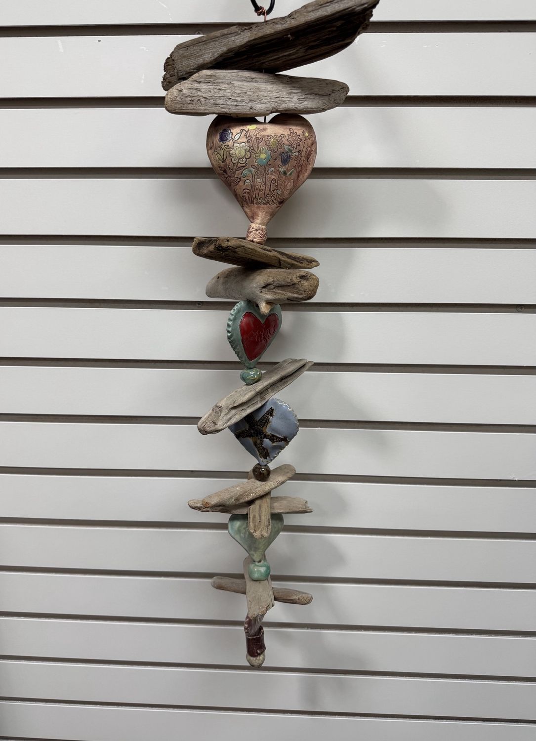 Grateful Ceramic Hearts &amp; Driftwood Mobile