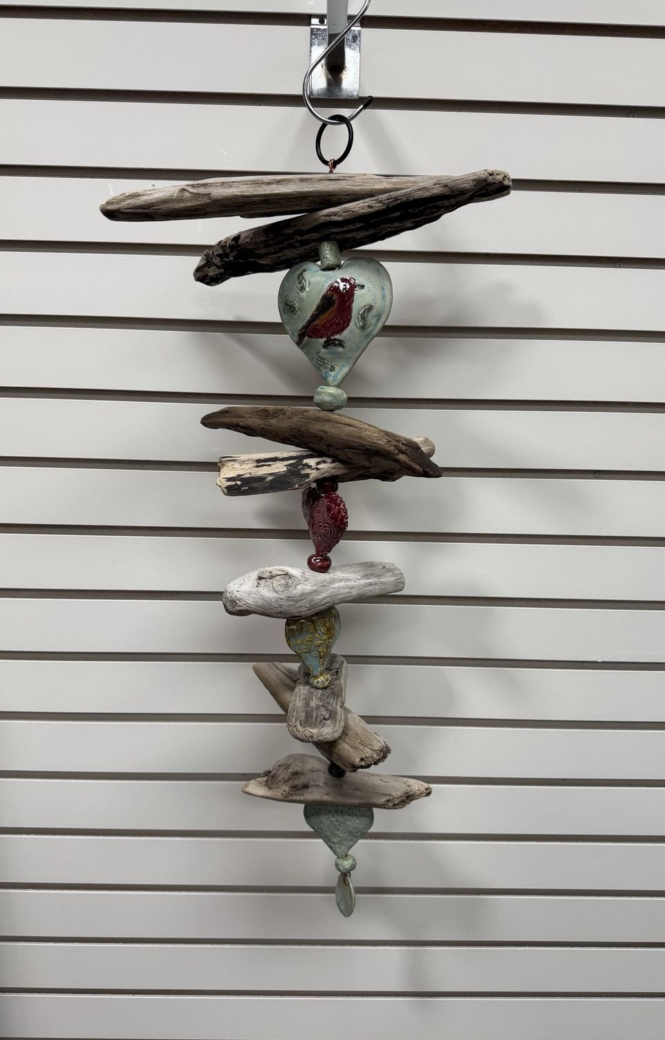 Red Bird Ceramic Hearts &amp; Driftwood