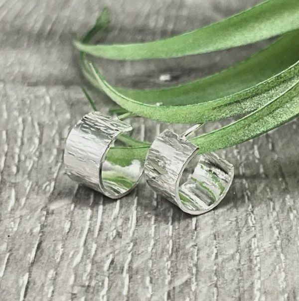 Sterling Silver Birch Bark Hoop Earrings