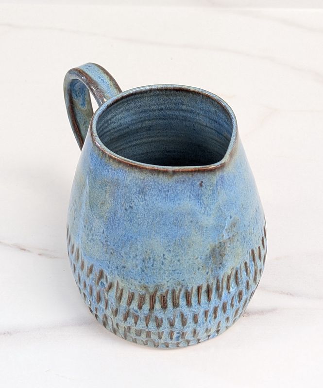 Carved Blue Pitcher/Vase