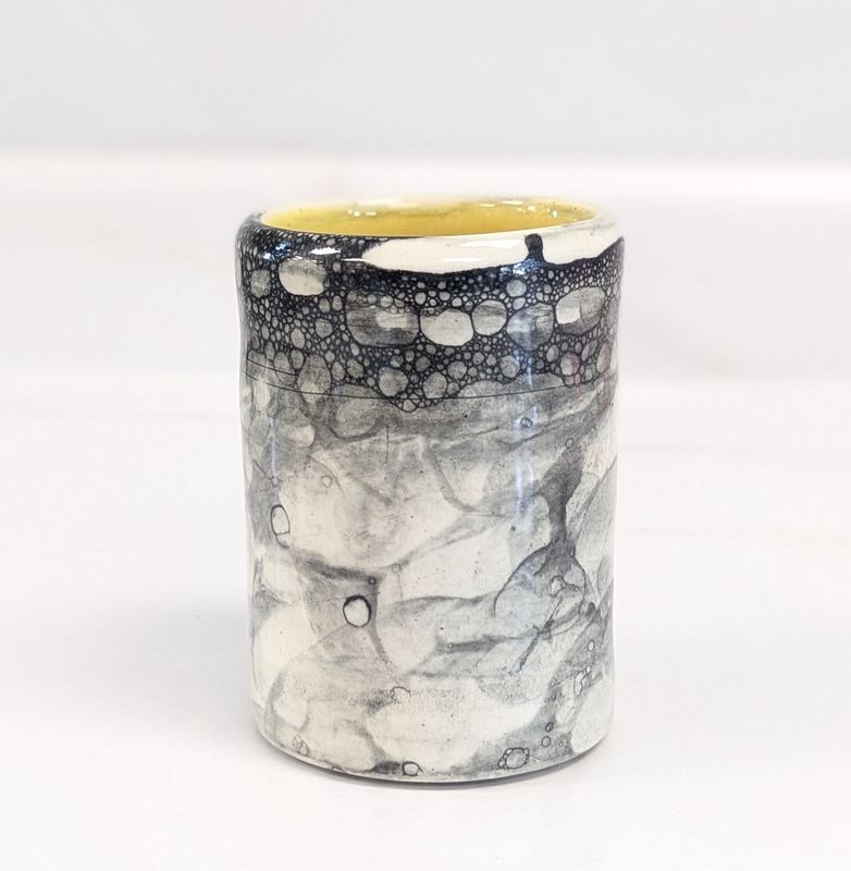 Black and Yellow Bubble Glaze Cup