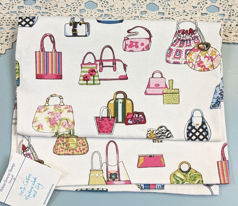 Handbag Print Cotton Tea Towel