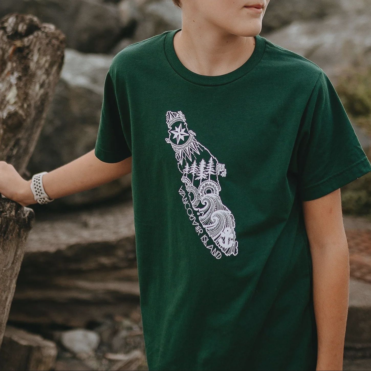 Vancouver Island Kids/Youth Tee in Green
