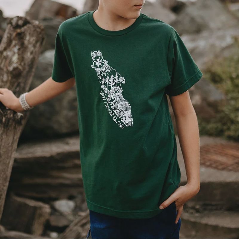 Vancouver Island Kids/Youth Tee in Green