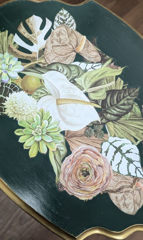 Tropical Foliage Applique Side Table