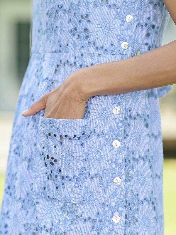 Ariel's Eyelet Porch Dress - Blue