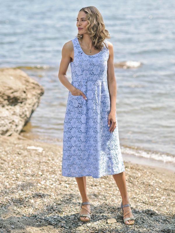 Ariel's Eyelet Porch Dress - Blue