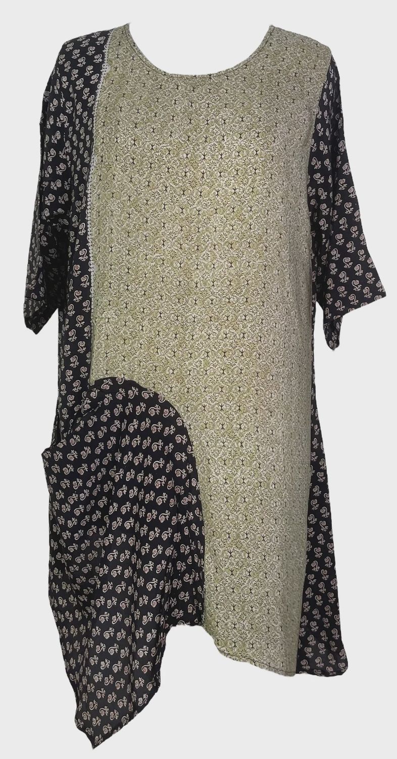PRC7799 Avatar Pure Silk Self Pocket Tunic Dress