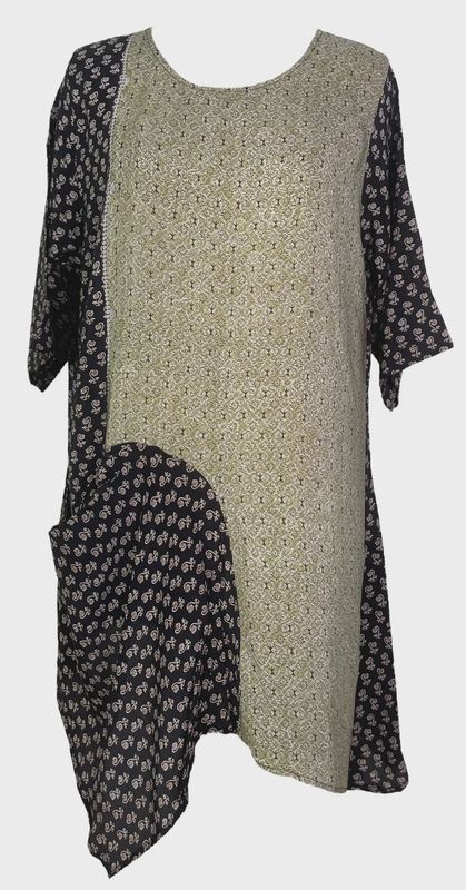 PRC7799 Avatar Pure Silk Self Pocket Tunic Dress