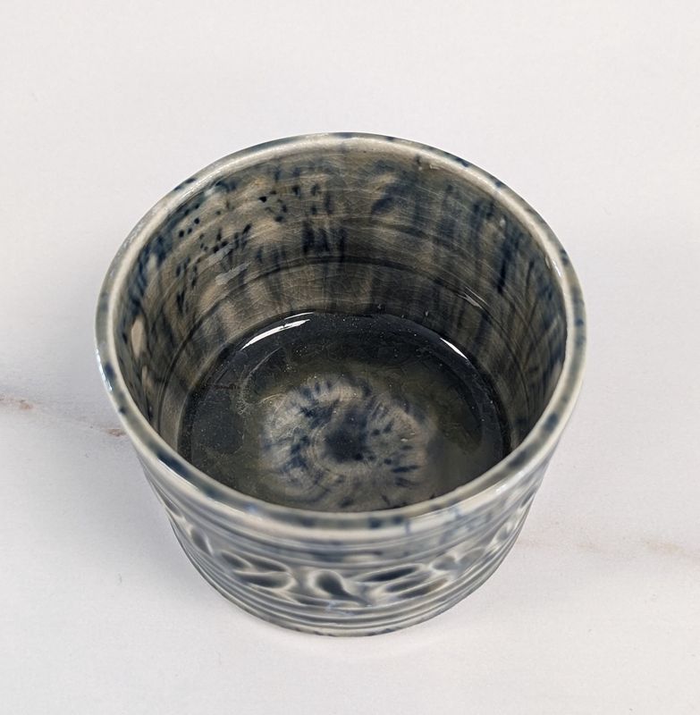 Small Slate and Cream Carved Dish