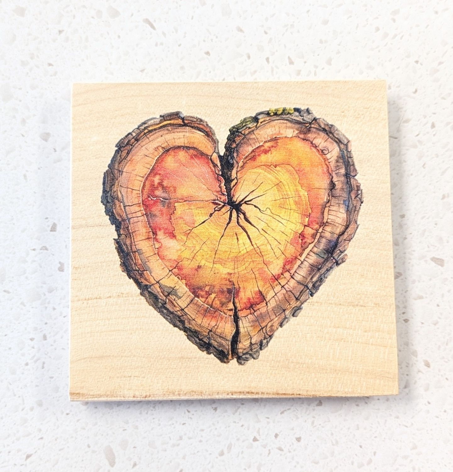 Log Heart Wood Coaster