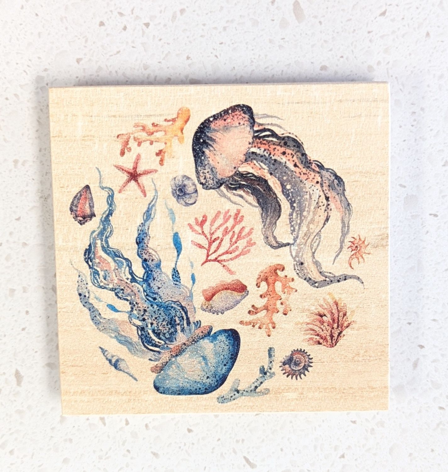 Jellyfish Wood Coaster