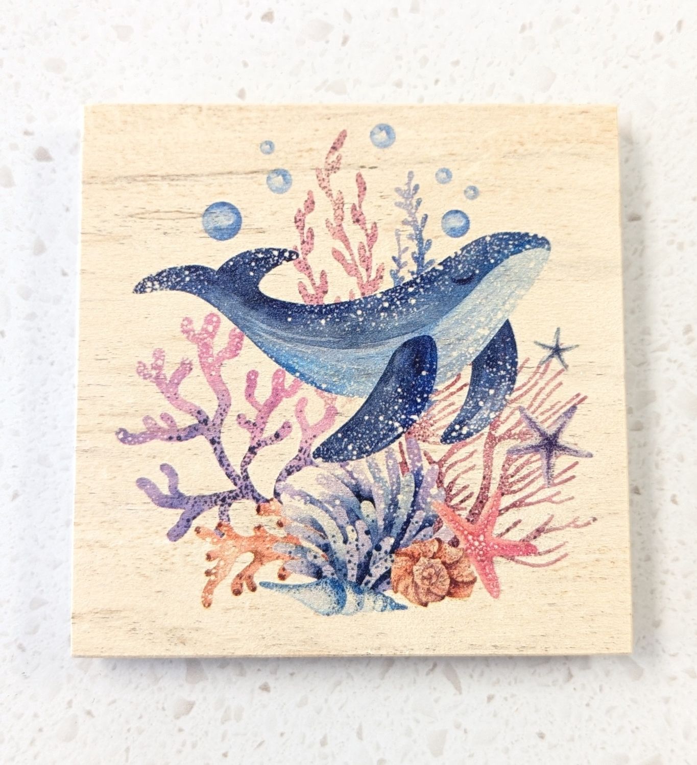 Humpback Whale Wood Coaster