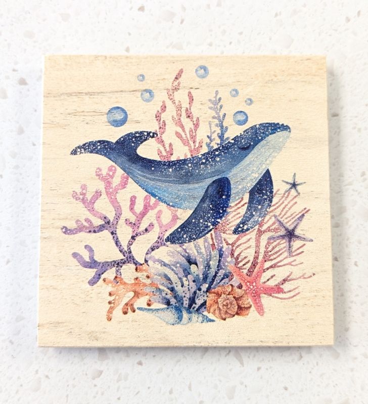 Humpback Whale Wood Coaster