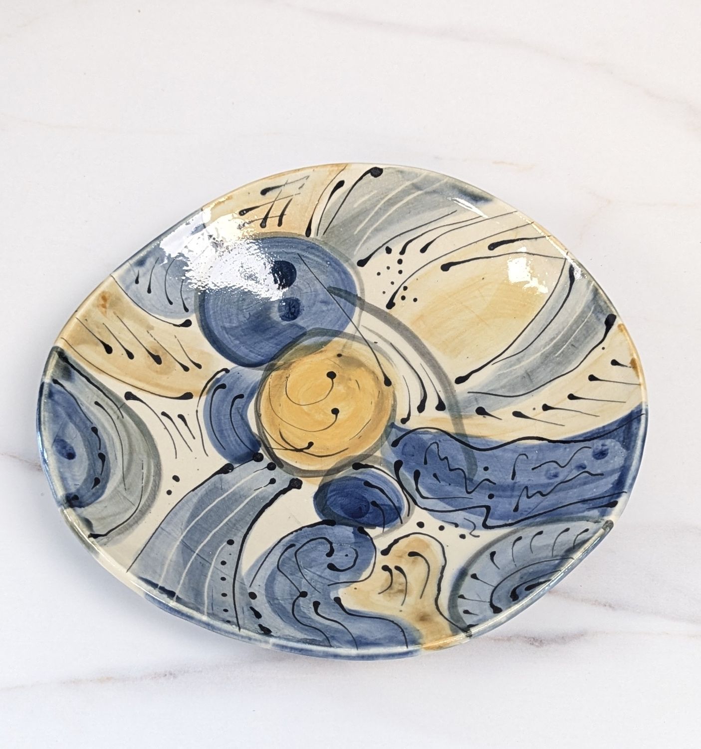 Large Blue Art Plate
