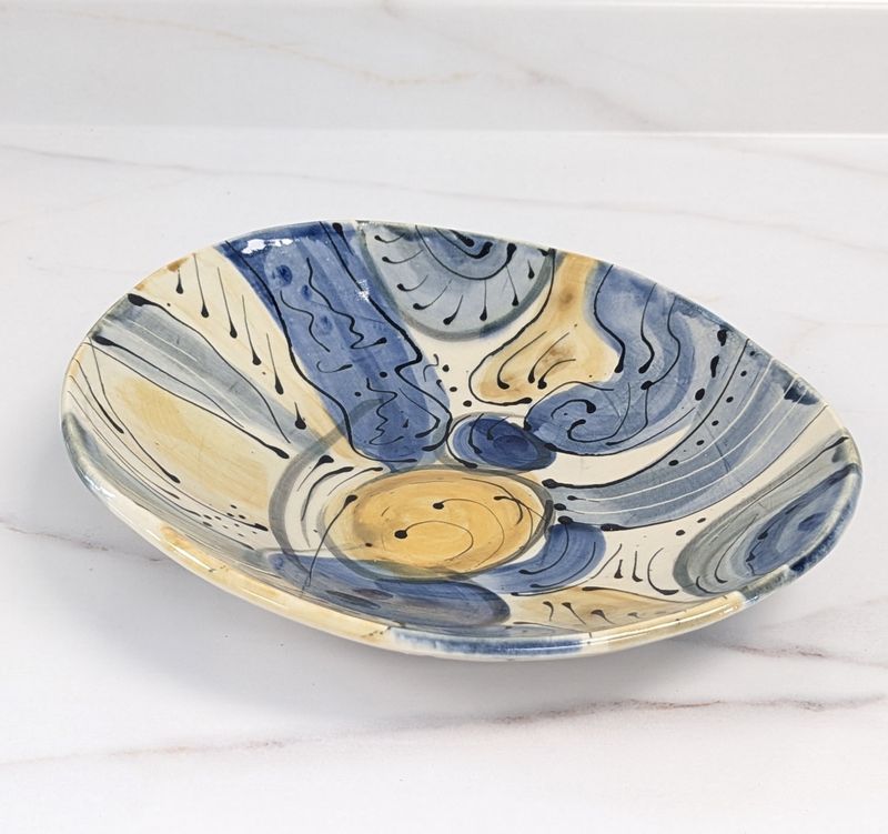 Large Blue Art Plate
