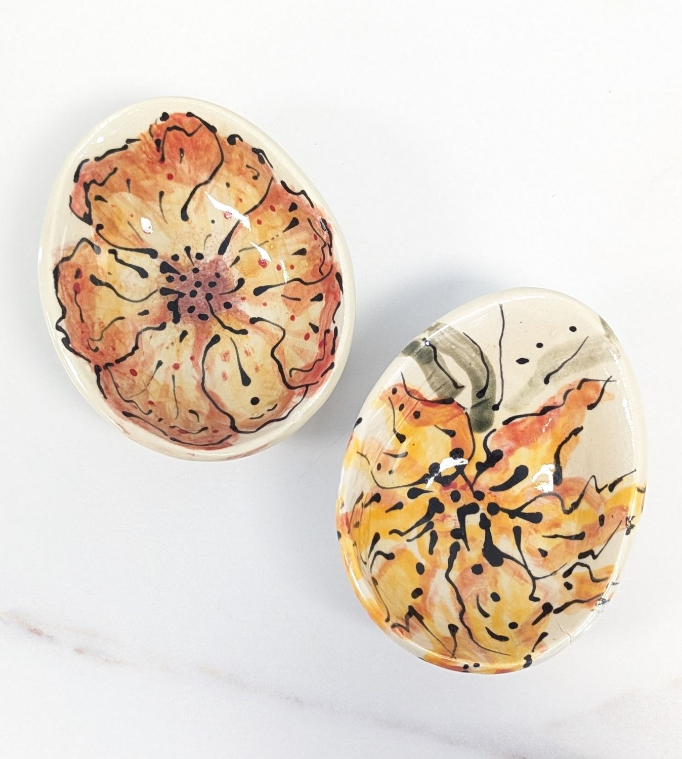Orange Egg Shaped Art Bowl