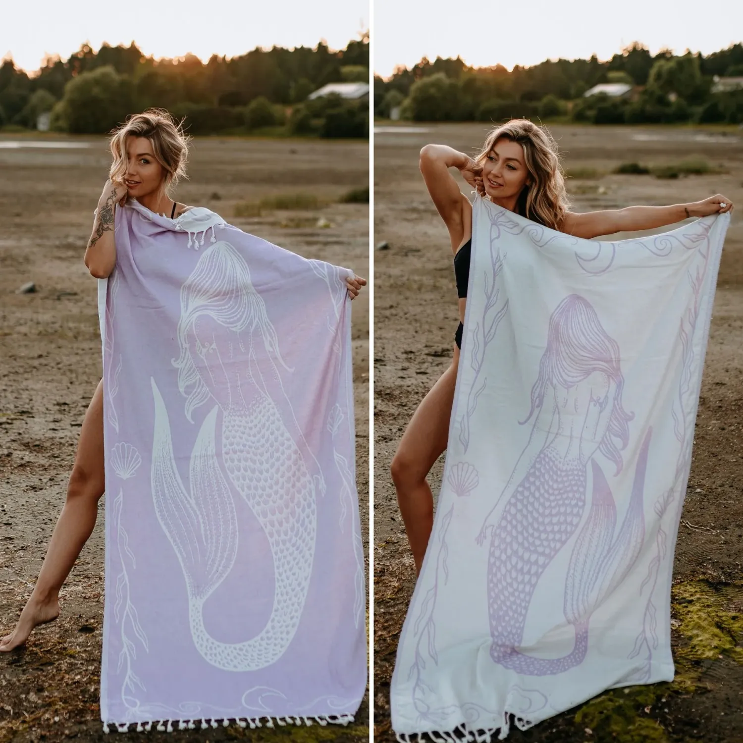 Coastal Lavender Mermaid 100% Cotton Turkish Towel