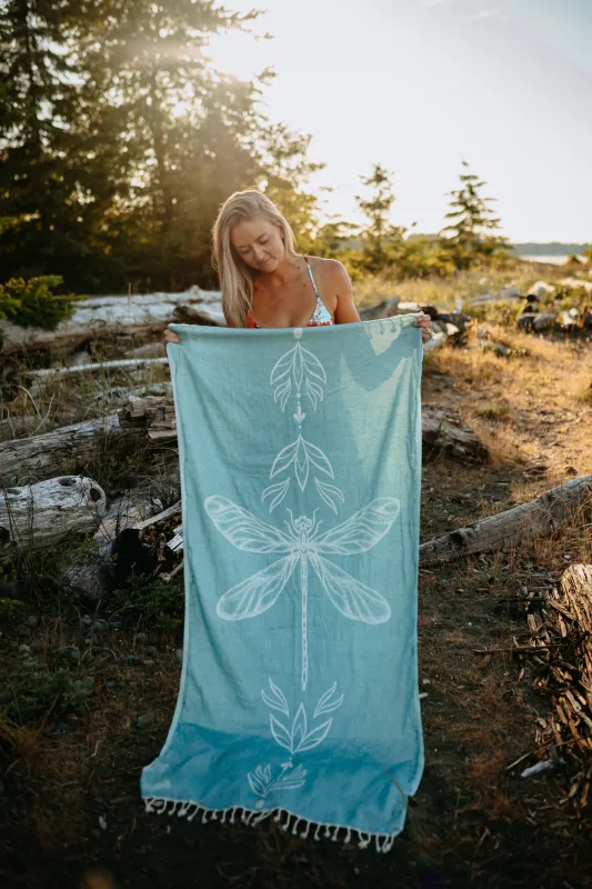Seaglass Dragonfly 100% Cotton Turkish Towel