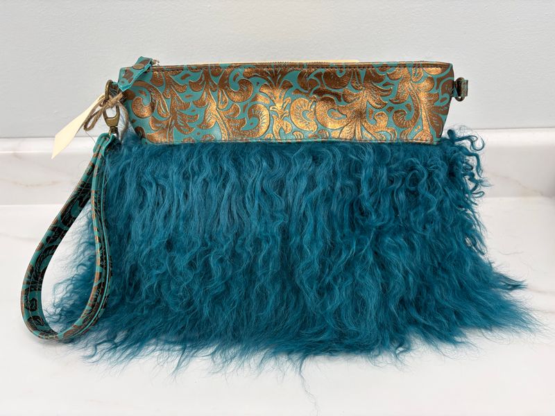 Fluffy Stowaway Bag Teal/Trumpet Jade Bronze