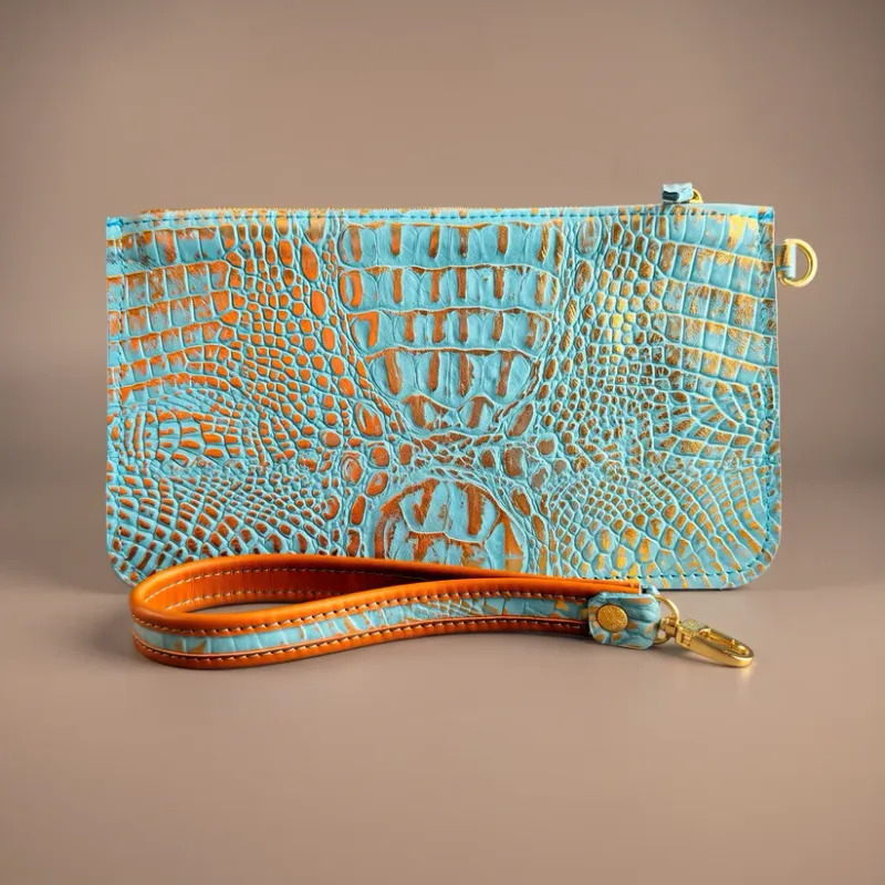 Stowaway Bag Gator Gilded Aqua