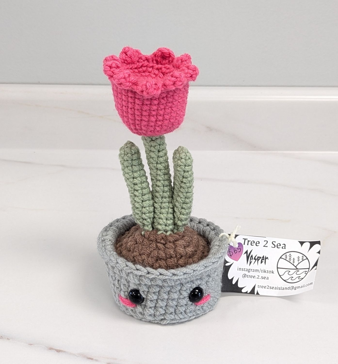 Bright Pink Crochet Tulip