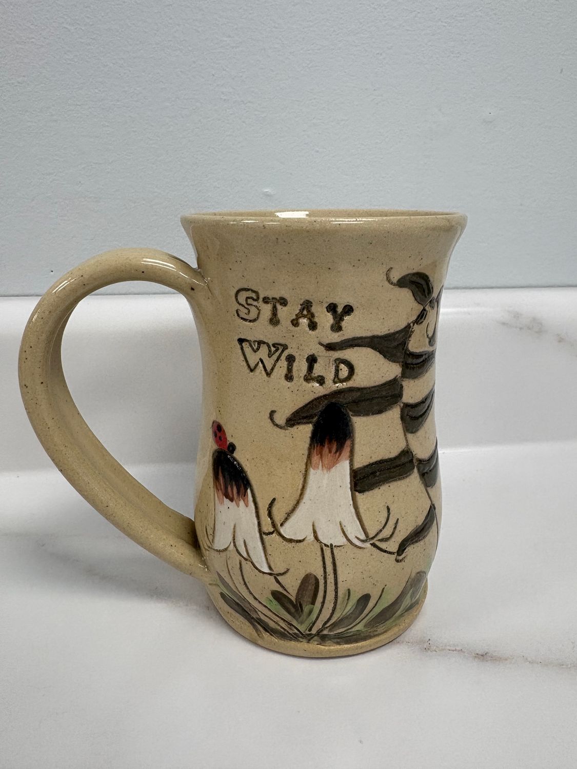 Stay Wild Mug - Inky Cap Mushrooms with Ladybug