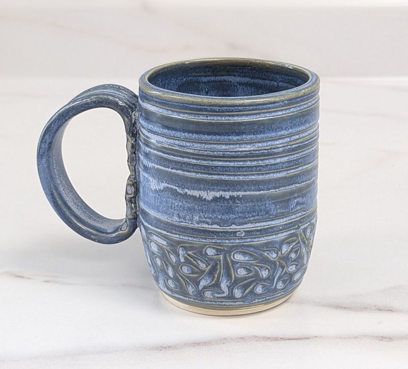 Large Carved Powel River Blue Mug