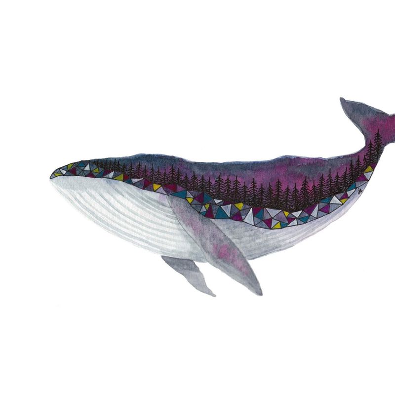 Humpback Whale and Forest 8 x 10 Watercolour Print