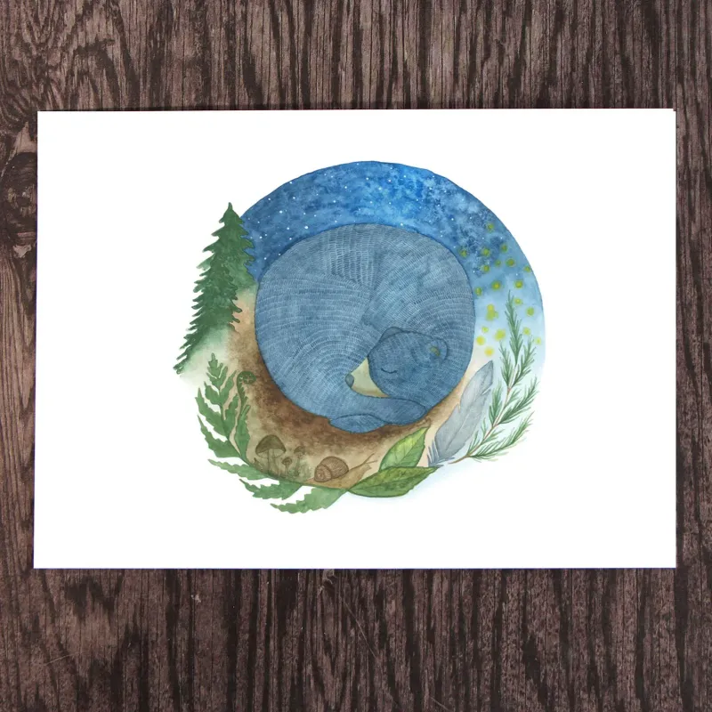 Sleeping Bear 5 x 7 Watercolour Print