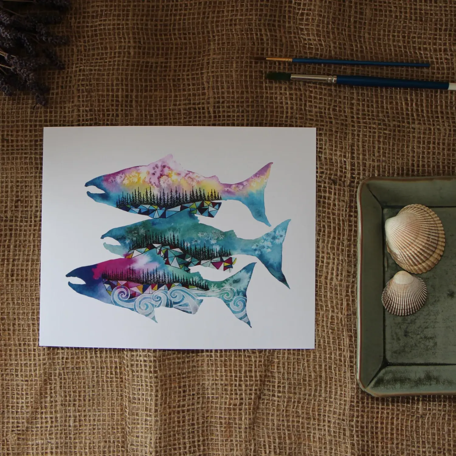 Salmon Fish 5 x 7 Watercolour Print