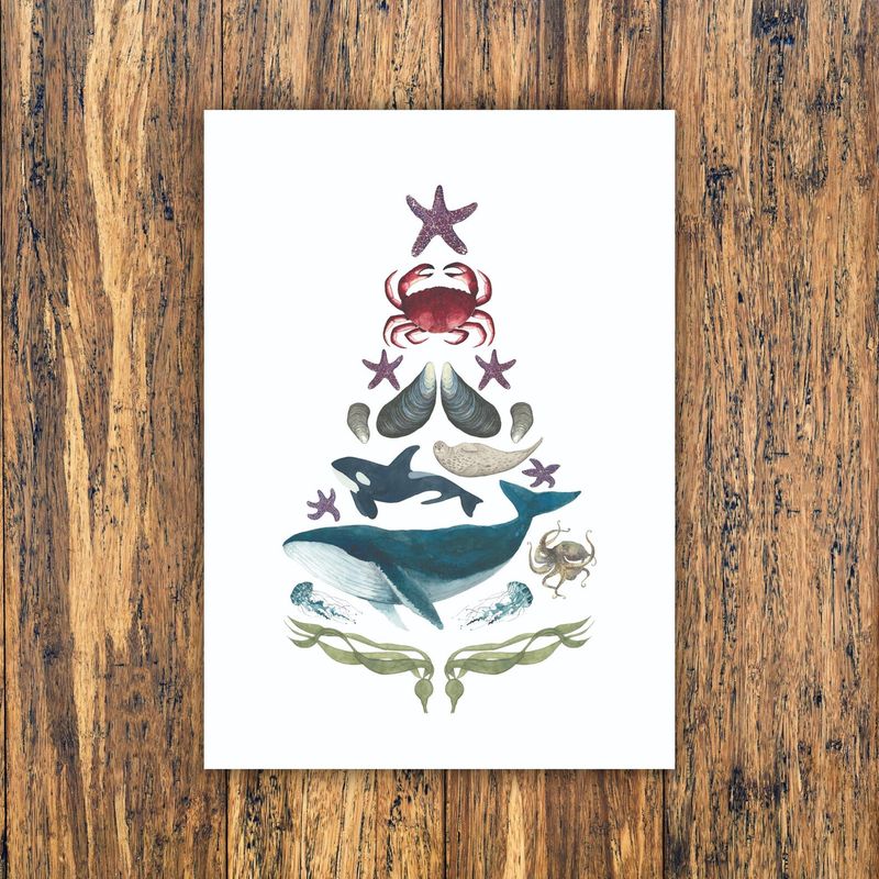 Ocean Tree 5 x 7 Watercolour Print